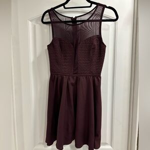 Dynamite deep burgundy purple fit and flare midi dress size XS